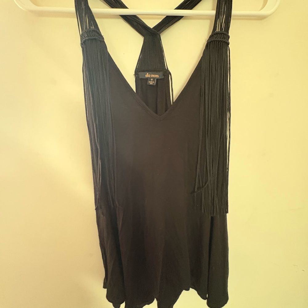 Black Fringe Detail Women's Top